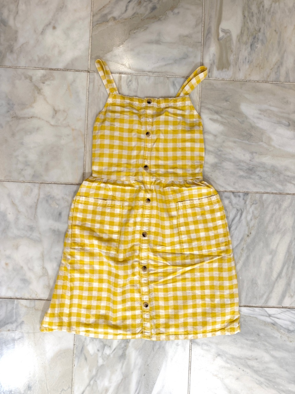 Old Navy Yellow Gingham Button-Front Sundress--size 10-12 girls